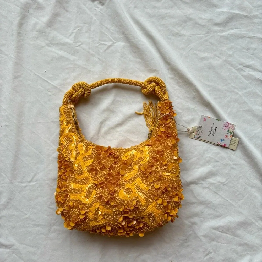 TJ Maxx Marshall’s viral orange Pearl floral Beaded bead Shoulder Bag sequins - Picture 4 of 8